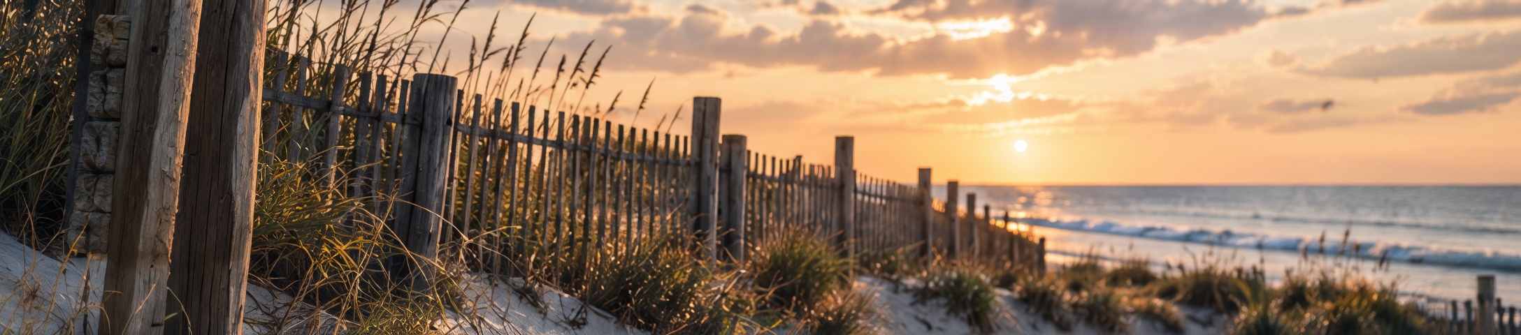 Beach fence at sunset on the Grand Strand